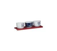 Set apéritif 4 pièces "french" 27cm blanc & bleu