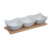 - Set Apéritif 4 pièces Porcelaine 30cm Blanc