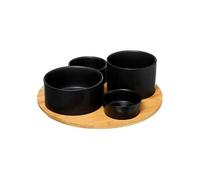- Set Apéritif 5 Pièces "Modern Wood" 33cm Noir