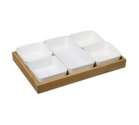 Set Apéritif 6 Pièces - Secret de Gourmet - Bambou - Porcelaine - Compatible lave-vaisselle - Naturel