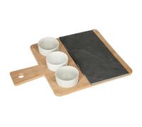 Set apéritif - JJA - Plateau en bambou et ardoise - 4 pièces - Élégant - Compatible lave-vaisselle