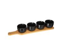 Set apéritif - SECRET DE GOURMET - Noir - 5 pièces - Céramique - Bambou - 41x8cm