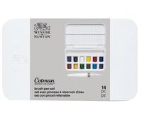 Winsor & Newton Cotman Aquarelle Set De Poche 12 Demi-Godets - Pinceau à Réservoir D'Eau