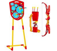Kit tir à l'arc mousse Iron Man Marvel avec 3 flèches ventouse, carquois réglable et grande cible sur pied 100 cm Rouge