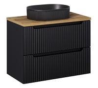 Set armoire Comad Nova Black NOVA BLACK D2 82-80-2S, lavabo Comad Beyond BEYOND 5 BLACK ( E-6564 ), NOVA OAK A 89-80