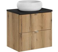 Set armoire Comad Nova Oak NOVA OAK A 82-60-2S, lavabo Comad Wiki UN-WIKI-SW, NOVA BLACK B 89-60