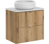 Set armoire Comad Nova Oak NOVA OAK A 82-60-2S, lavabo Comad Wiki UN-WIKI-SW, NOVA WHITE 89-60