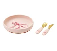 Set assiette et couverts Rosy Bow