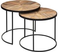 Set aus 2 Couchtischen "Basile" - Metall & Mangoholz - schwarz & Holz - Atmosphera créateur d'intérieur