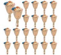 Set aus 20 Mini-Sträußen aus getrocknetem Schleierkraut, farbige Juteverpackung mit Dankeschön-Etiketten, Gastgeschenke für Hochzeit und Party, 6,3 x 3,1 in
