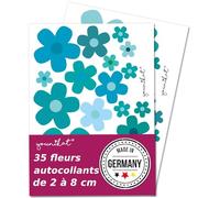 Set autocollants fleurs bleues I flower-power autocollant pour vélo ordinateur portable smartphone voiture I résiste aux intempéries I kfz_241