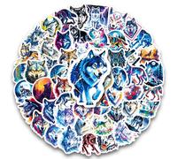 Set Autocollants thème loup,112 Pièces Wolf animal stickers,SANYUANHE Vinyle imperméable wildlife Wolf collection decals，Pour bouteilles d’eau,valises, vélos,voitures, tablettes,enfants et adultes