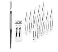 Set avec 10 x lames de scalpel N° 11 - Lame stérile en acier au carbone et 1 x May - manche de scalpel Figure 3 avec manche rond en acier inoxydable