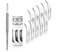Set avec 10 x lames de scalpel N° 12 - Lame stérile en acier au carbone et 1 x May - manche de scalpel Figure N°3 avec manche rond en acier inoxydable