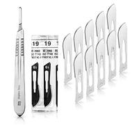 Set avec 10 x lames de scalpel N° 19 - Lame stérile en acier au carbone et 1 x May - manche de scalpel Figure N° 4 en acier inoxydable
