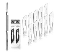 Set avec 10 x lames de scalpel N° 20 - Lame stérile en acier au carbone et 1 x manche de scalpel Figure N° 4 avec manche rond en acier inoxydable