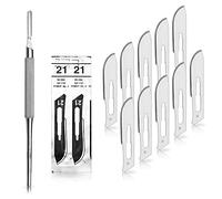 Set avec 10 x lames de scalpel N° 21 - Lame stérile en acier au carbone et 1 x May - manche de scalpel Figure N° 4 avec manche rond en acier inoxydable