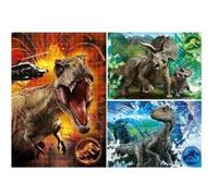 Set Avec 3 Puzzles De 48 Pieces Jurassic World : Dino T-Rex - Triceratops - Velociraptor - Dinosaure - Clementoni Puzzle Enfant
