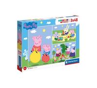 Set Avec 3 Puzzles De 48 Pieces Peppa Pig : Pique Nique En Famille - Joue Avec Ses Amis Dans la Bac A Sable -