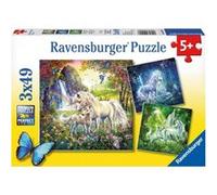Set avec 3 puzzles de 49 pieces des licornes en forets - puzzle enfant ravensburger fantastique G