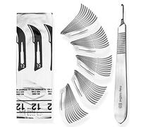 Set avec 50 x lames de scalpel N° 12 - Lame chirurgicale stérile en acier au carbone et 1 x manche de scalpel Figure N° 3 en acier inoxydable