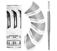 Set avec 50 x lames de scalpel N° 12 - Lame stérile en acier au carbone et 1 x May - manche de scalpel Figure N°3 avec manche rond en acier inoxydable