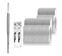 Set avec 50 x lames de scalpel N° 15 - Lame stérile en acier au carbone et 1 x May - manche de scalpel Figure N°3 avec manche rond en acier inoxydable