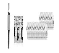 Set avec 50 x lames de scalpel N° 25 - Lame stérile en acier au carbone et 1 x May - manche de scalpel Figure N° 4 avec manche rond en acier inoxydable