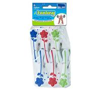 Set avec 6 pinces avec caoutchouc antidérapant Fantasy, Lot de 6 pinces à linge, pinces à patte autocollante Pack, pinces à patte autocollante enveloppe avec ressort antirouille, pinces multi-usage haute tenue, Art. 364 Parodi