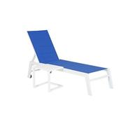 Set Bain De Soleil Et Table D'appoint Barbados En Textilène Bleu - Aluminium Blanc Bleu