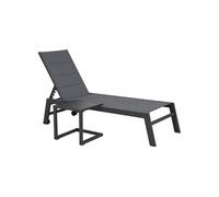 Set Bain De Soleil Et Table D'appoint Barbados En Textilène Gris - Aluminium Gris Anthracite Gris