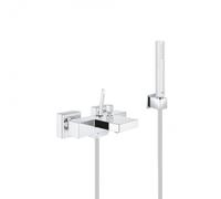 Set bain/douche mitigeur monocommande cascade + Douchette Stick 1 jet, support mural, flexible, Chrome (23666000-CUBESTICK)