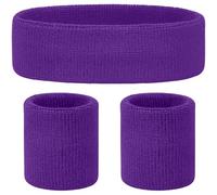 Set Bandeau Sport et Bracelets Anti-Transpiration Néon - Déguisement Année 80 Amusant d’Event Fancy Dress - Déguisement Disco Année 80 pour Pride, Sport, Course à Pied, Gymnastique, Tennis (Violet)