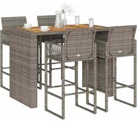 set bar de jardin 5 pièces sans coussins Gris Poly rotin Acacia