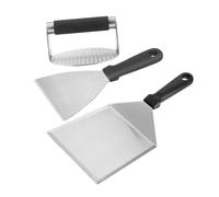 Set Barbecue 3 Pièces en Acier Inoxydable pour Griller et Presser | Presse à Steak, Spatule pour Plancha, Poignée Pp, la Cuisine et Burger Maison, Usage Simple