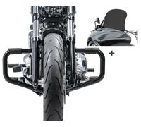 Set Barre protection Mustache + Pare-brise L pour Harley Sportglide 18-23 STS10