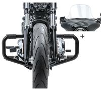 Set Barre protection Mustache + Pare-brise pour Harley Sportglide 18-23 STS7