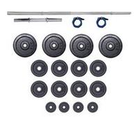 Set barres + haltères 50 KG - FITLIFE - En acier - Tout Inclus ( barres, disques, stoppers ) Noir G