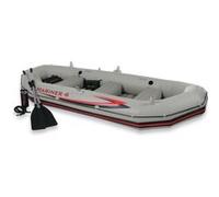 Set bateau gonflable 4 places Intex "Mariner 4" avec gonfleur et rames Gris Gris et Rouge G