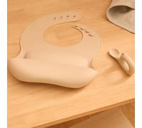 Set bavoir et cuillère - yum beige TU