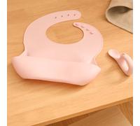 Set bavoir et cuillère - yum rose TU