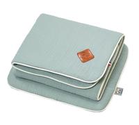 Set berceau couverture et coussin en gaze de coton jeanne vert de gris TU