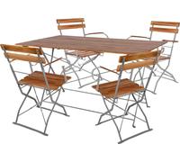 Set Biergarten Table pliante + 4 chaises pliantes Accoudoirs120x60cm
