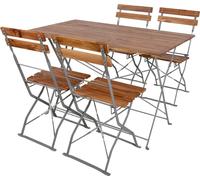 Set Biergarten table pliante + 4 chaises pliantes acier acacia 120x60cm
