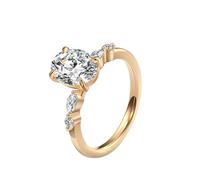 Set Bijoux Femme Wedding Rings 18 Carat Gold Jaune Moissanite avec 4 Griffes de Forme Ovale Moissanite 1 Ct Taille Mère pour Lesbienne Mariage