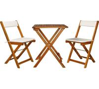 set bistrot 3 pièces pliable avec coussins en bois massif d'acacia
