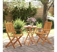 set bistrot 3 pièces pliable en bois massif d'acacia