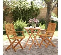 set bistrot 3 pièces pliable en bois massif d'acacia