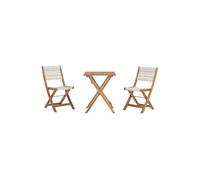 Set bistrot pliable en bois d'acacia FSC avec tressage en corde beige - 2 personnes - MAKENA