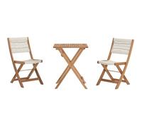 Set bistrot pliable en bois d'acacia FSC avec tressage en corde beige - 2 personnes - MAKENA